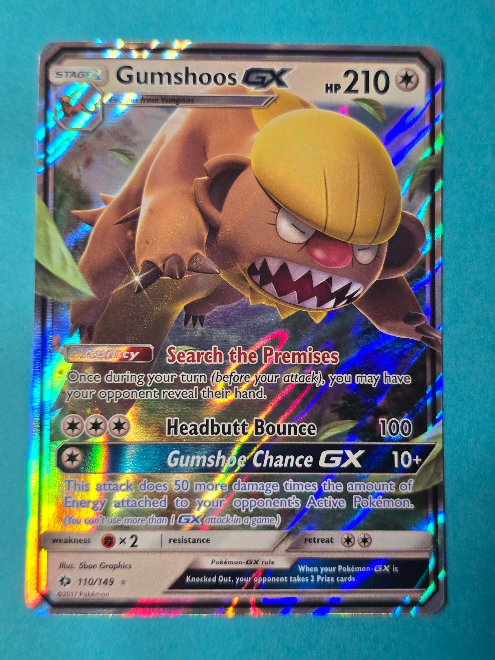 Gumshoos GX 110/149 Holo Rare GX - Sun & Moon Base Set Pokémon Card x1