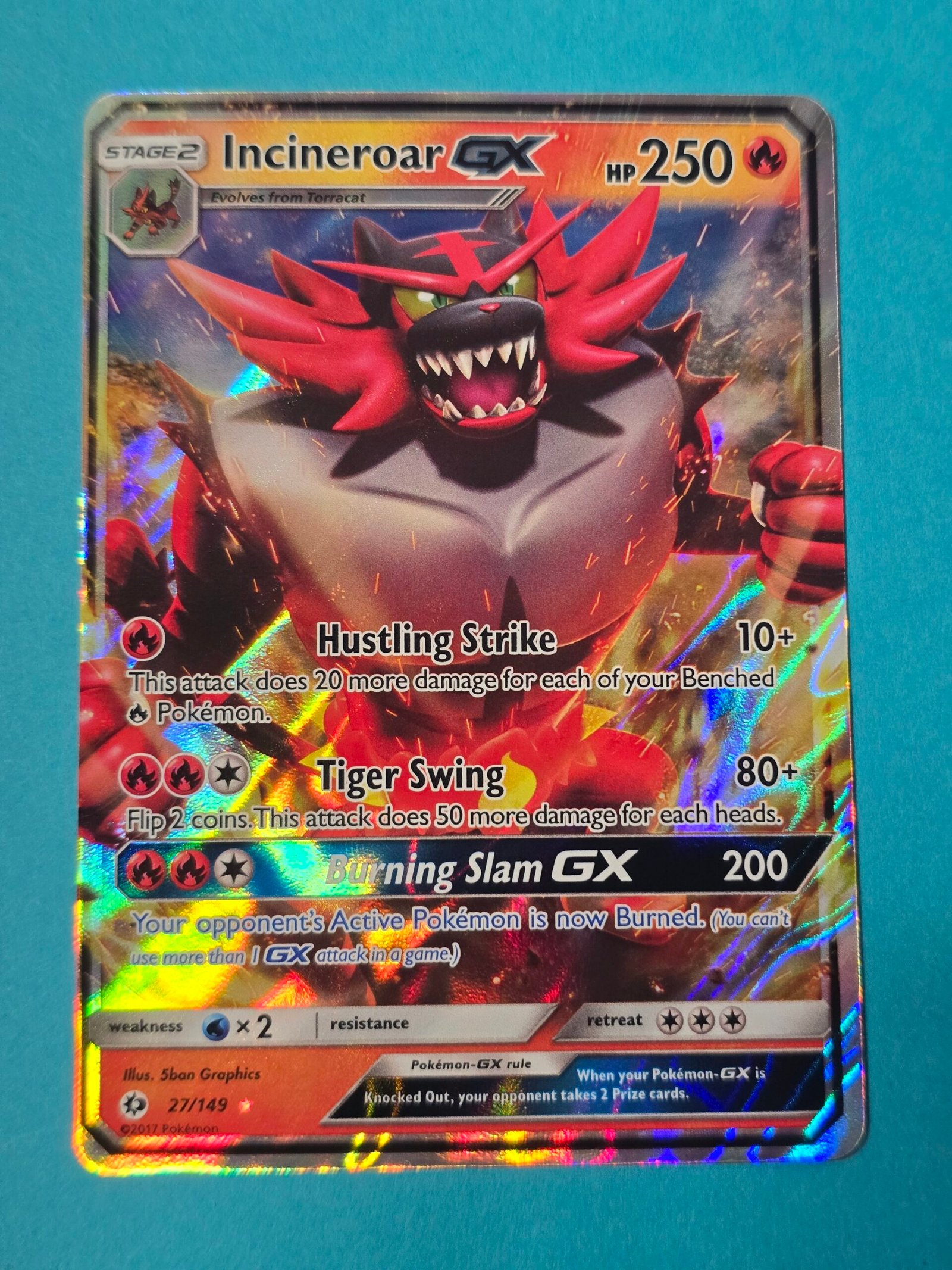Incineroar GX 27/149 (Holo) - Sun & Moon Base Set Pokémon Card x1