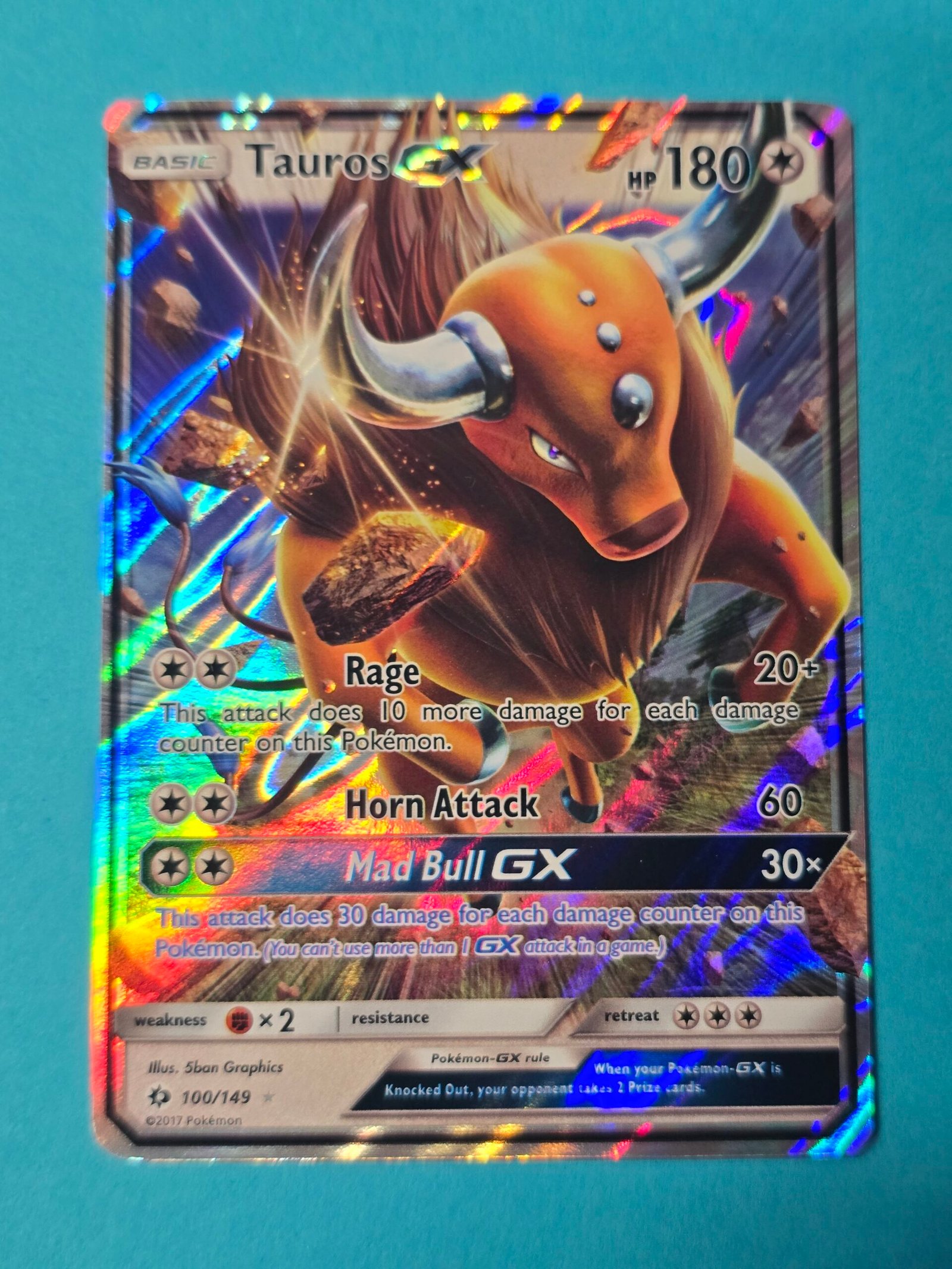Tauros-GX 100/149 (Holo) Sun & Moon Base Set Pokémon Card x1