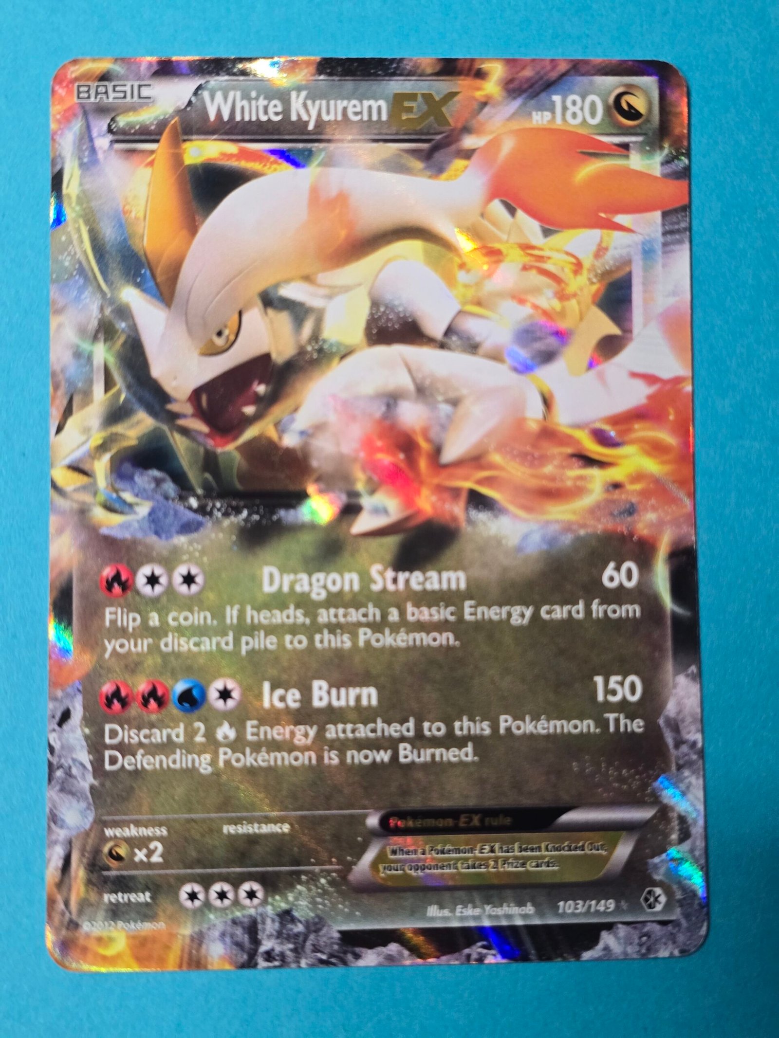White Kyurem EX 103/149 Boundaries Crossed (Holo) Pokémon Card x1